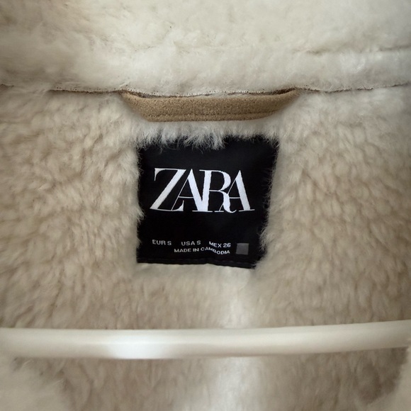Zara Sherpa Suede Bomber/Aviator Jacket - Picture 3 of 8